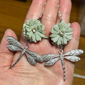 3/$25 Floral Dragonfly Dangle Earrings
